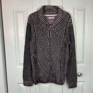 Method Shawl-Collar Knit Textured Black Pullover Sweater Men’s Large‎ NEW